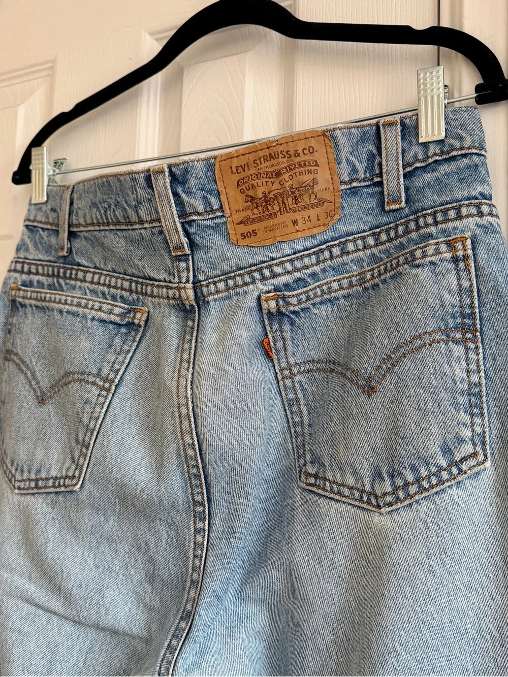 Vintage Levi's Light Denim regular fit straight leg Jeans 505 Orange Tag w34xl30